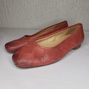 Trotters Woven Sofft Leather Shoes Slip On Flats Pink Muave HANNY Womens Size 9